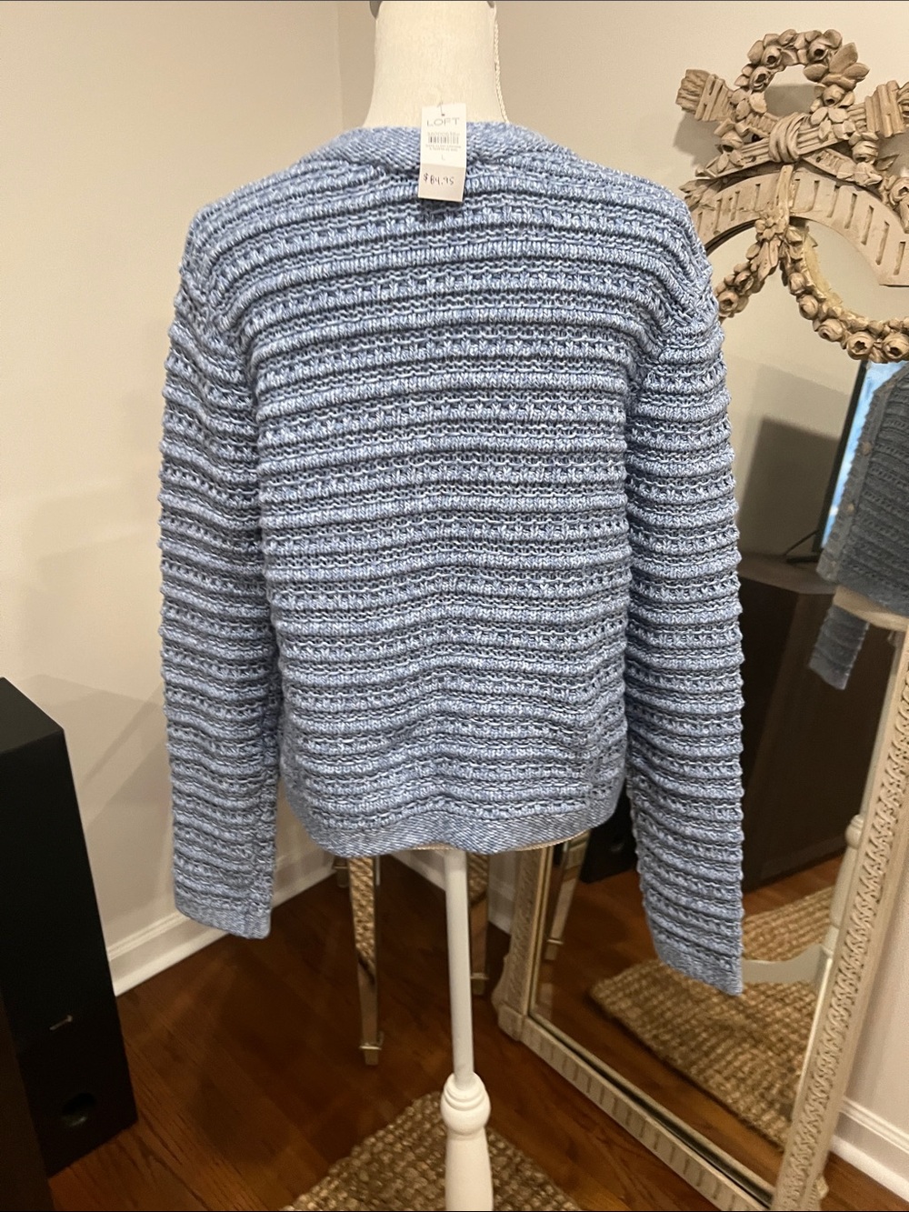 LOFT Light Blue Ribbed Button-Up Cardigan - Picture 4 of 10